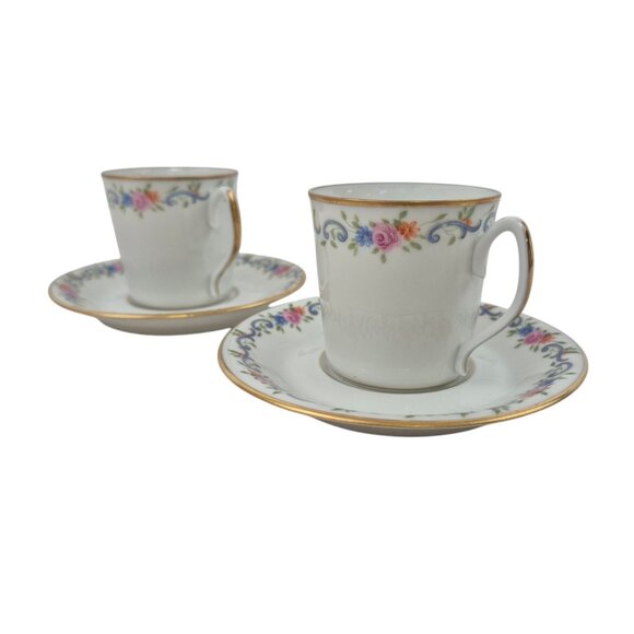 Vintage Limoges France Porcelain Goumot Labesse Floral Demitasse Cup Saucer Set - Picture 9 of 10